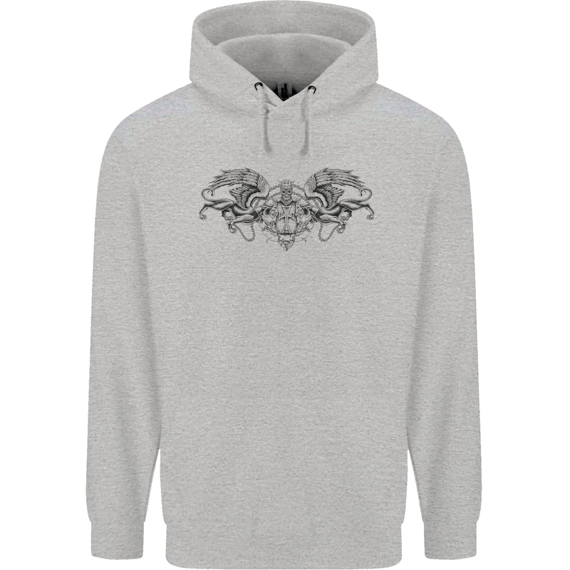 St Georges Day Roman Skull Wings Panther Mens 80% Cotton Hoodie Sports Grey