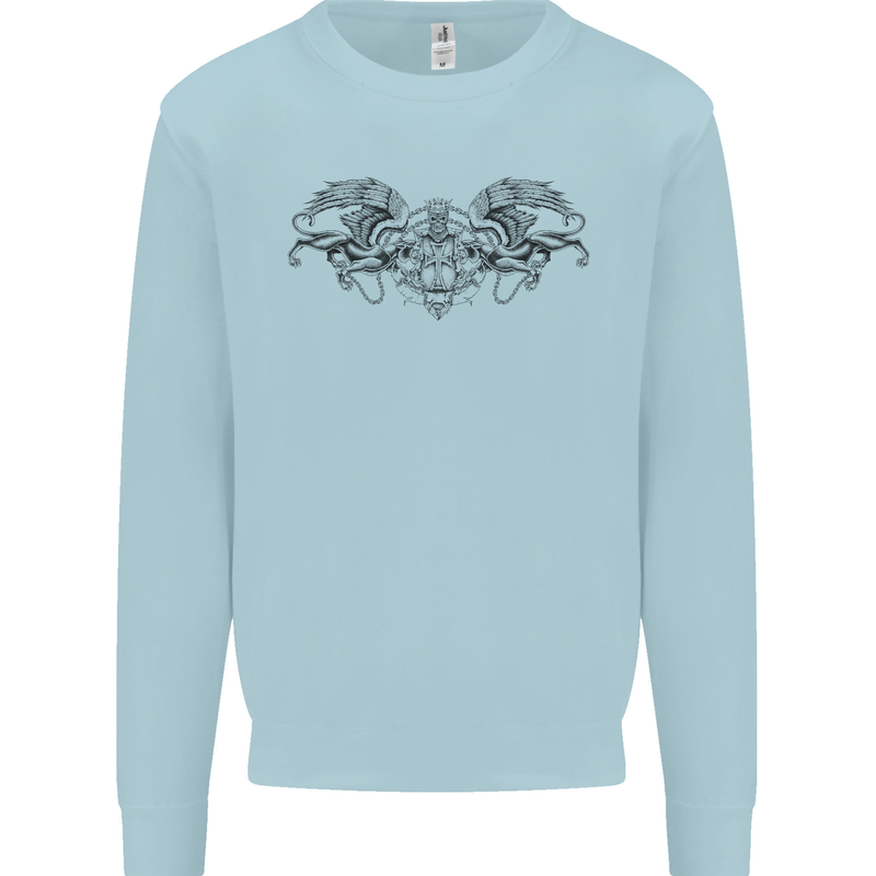 St Georges Day Roman Skull Wings Panther Mens Sweatshirt Jumper Light Blue