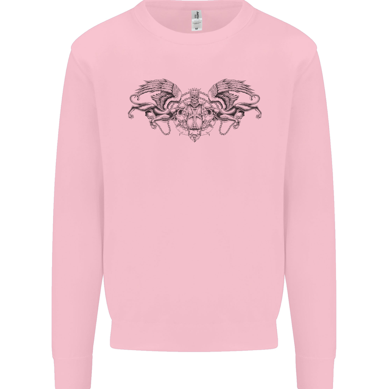 St Georges Day Roman Skull Wings Panther Mens Sweatshirt Jumper Light Pink