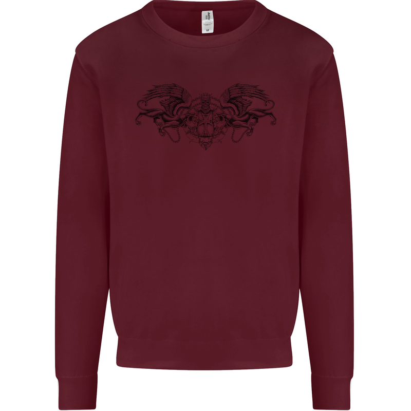 St Georges Day Roman Skull Wings Panther Mens Sweatshirt Jumper Maroon