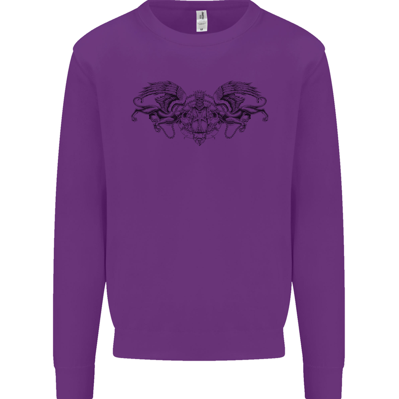 St Georges Day Roman Skull Wings Panther Mens Sweatshirt Jumper Purple
