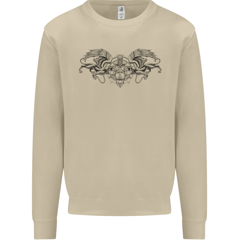 St Georges Day Roman Skull Wings Panther Mens Sweatshirt Jumper Sand