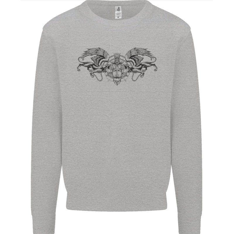 St Georges Day Roman Skull Wings Panther Mens Sweatshirt Jumper Sports Grey