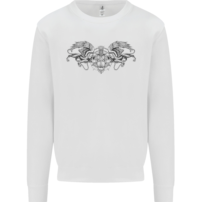 St Georges Day Roman Skull Wings Panther Mens Sweatshirt Jumper White