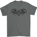 St Georges Day Roman Skull Wings Panther Mens T-Shirt Cotton Gildan Charcoal