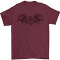 St Georges Day Roman Skull Wings Panther Mens T-Shirt Cotton Gildan Maroon