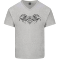 St Georges Day Roman Skull Wings Panther Mens V-Neck Cotton T-Shirt Sports Grey