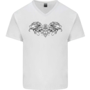 St Georges Day Roman Skull Wings Panther Mens V-Neck Cotton T-Shirt White