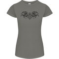 St Georges Day Roman Skull Wings Panther Womens Petite Cut T-Shirt Charcoal