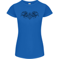 St Georges Day Roman Skull Wings Panther Womens Petite Cut T-Shirt Royal Blue
