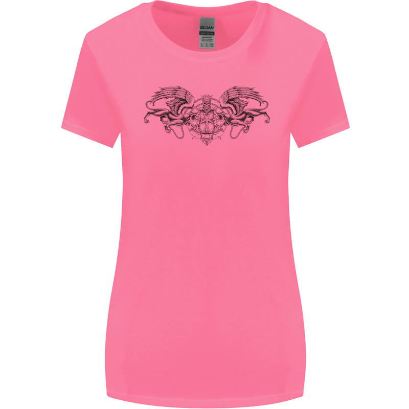 St Georges Day Roman Skull Wings Panther Womens Wider Cut T-Shirt Azalea