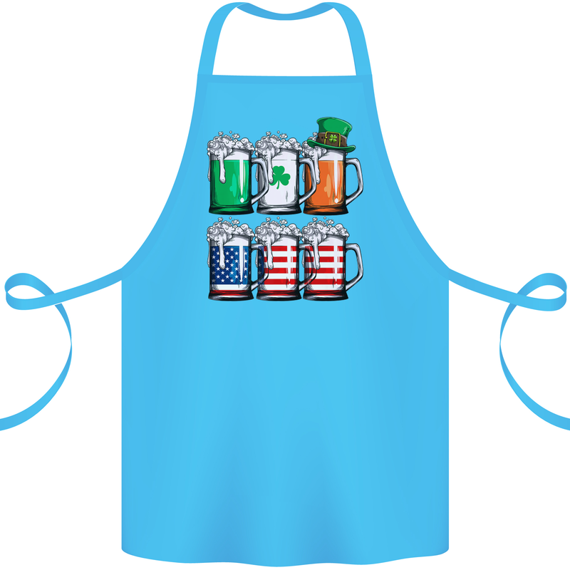 St Patricks Day Beer USA Irish American Cotton Apron 100% Organic Turquoise