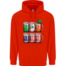 St Patricks Day Beer USA Irish American Mens 80% Cotton Hoodie Bright Red