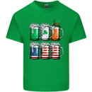 St Patricks Day Beer USA Irish American Mens Cotton T-Shirt Tee Top Irish Green