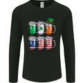 St Patricks Day Beer USA Irish American Mens Long Sleeve T-Shirt Black