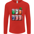 St Patricks Day Beer USA Irish American Mens Long Sleeve T-Shirt Red
