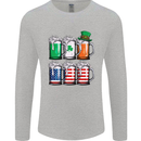 St Patricks Day Beer USA Irish American Mens Long Sleeve T-Shirt Sports Grey