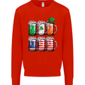 St Patricks Day Beer USA Irish American Mens Sweatshirt Jumper Bright Red