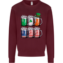 St Patricks Day Beer USA Irish American Mens Sweatshirt Jumper Maroon