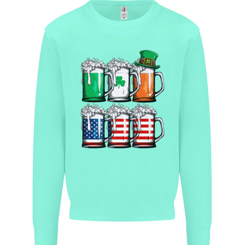 St Patricks Day Beer USA Irish American Mens Sweatshirt Jumper Peppermint