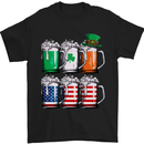 St Patricks Day Beer USA Irish American Mens T-Shirt Cotton Gildan Black