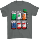 St Patricks Day Beer USA Irish American Mens T-Shirt Cotton Gildan Charcoal