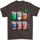 St Patricks Day Beer USA Irish American Mens T-Shirt Cotton Gildan Dark Chocolate