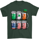 St Patricks Day Beer USA Irish American Mens T-Shirt Cotton Gildan Forest Green