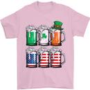 St Patricks Day Beer USA Irish American Mens T-Shirt Cotton Gildan Light Pink