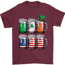 St Patricks Day Beer USA Irish American Mens T-Shirt Cotton Gildan Maroon