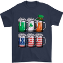 St Patricks Day Beer USA Irish American Mens T-Shirt Cotton Gildan Navy Blue