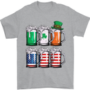 St Patricks Day Beer USA Irish American Mens T-Shirt Cotton Gildan Sports Grey