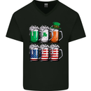St Patricks Day Beer USA Irish American Mens V-Neck Cotton T-Shirt Black