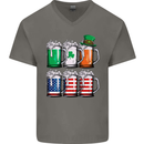 St Patricks Day Beer USA Irish American Mens V-Neck Cotton T-Shirt Charcoal