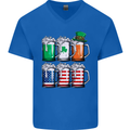 St Patricks Day Beer USA Irish American Mens V-Neck Cotton T-Shirt Royal Blue