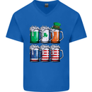 St Patricks Day Beer USA Irish American Mens V-Neck Cotton T-Shirt Royal Blue