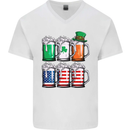 St Patricks Day Beer USA Irish American Mens V-Neck Cotton T-Shirt White
