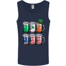 St Patricks Day Beer USA Irish American Mens Vest Tank Top Navy Blue