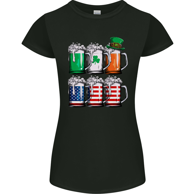 St Patricks Day Beer USA Irish American Womens Petite Cut T-Shirt Black