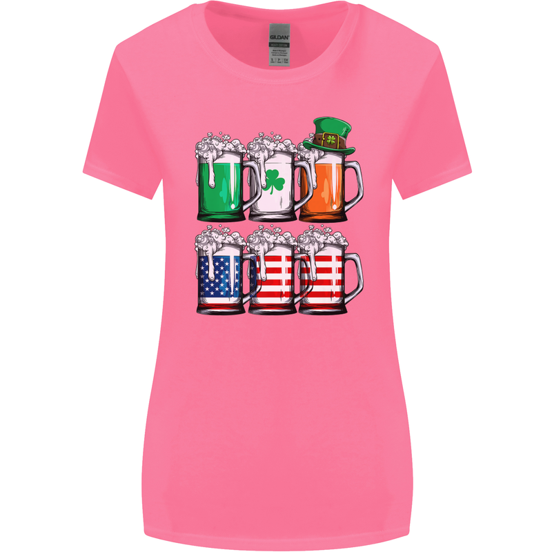 St Patricks Day Beer USA Irish American Womens Wider Cut T-Shirt Azalea
