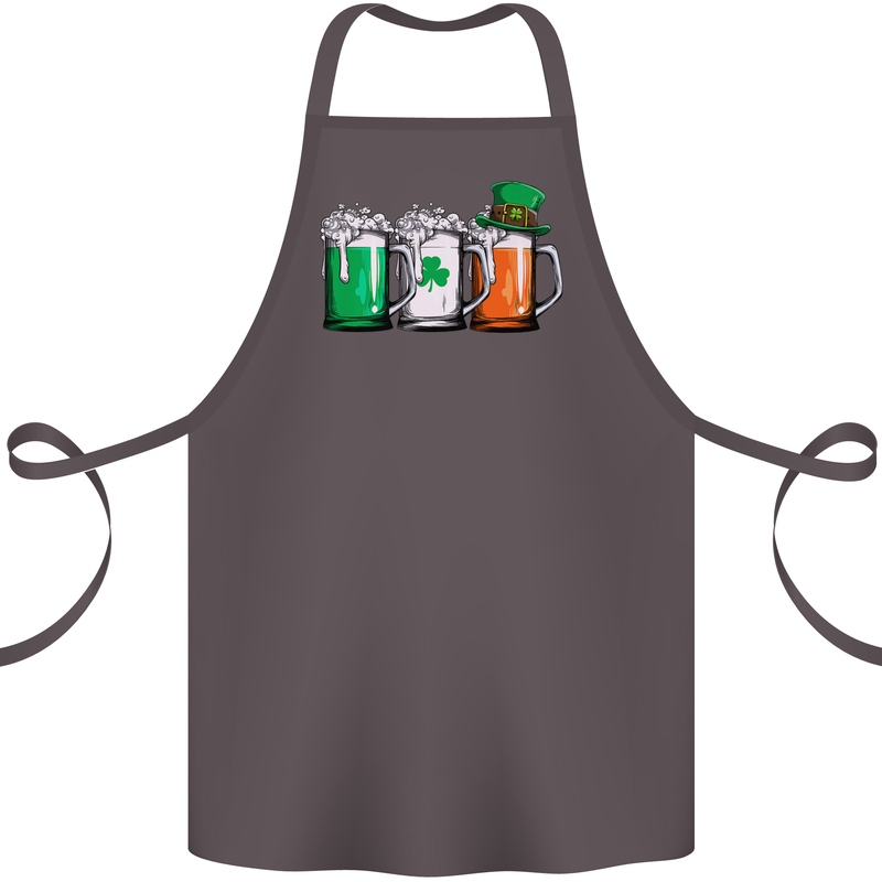 St Patricks Day Beer USA Irish Funny Cotton Apron 100% Organic Dark Grey