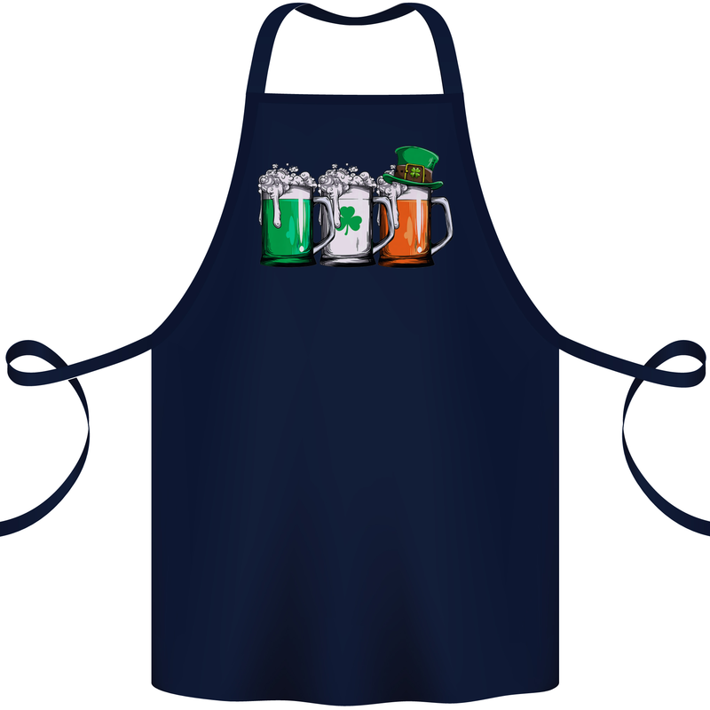 St Patricks Day Beer USA Irish Funny Cotton Apron 100% Organic Navy Blue