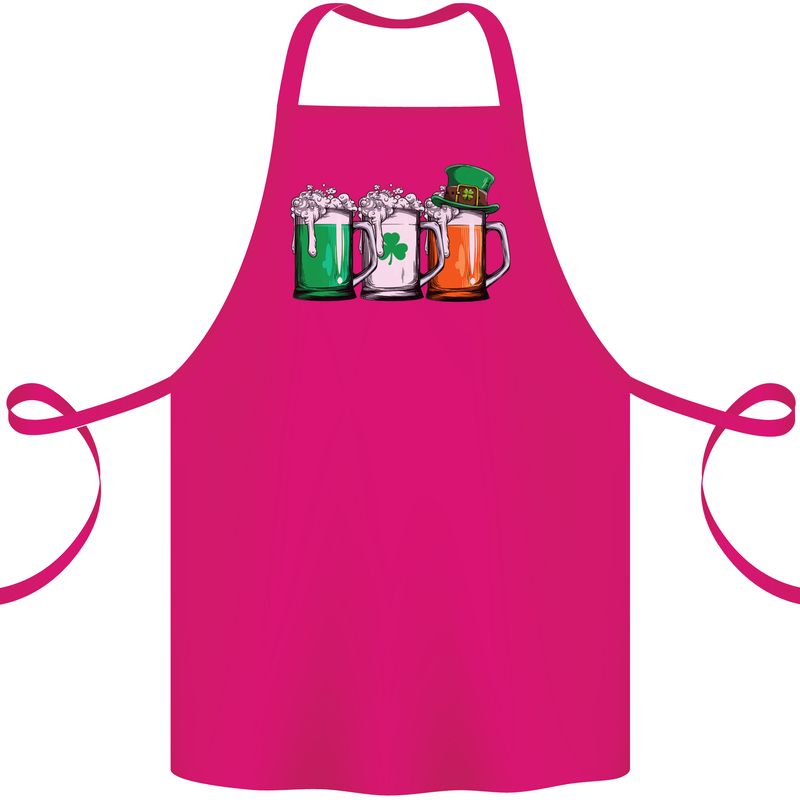 St Patricks Day Beer USA Irish Funny Cotton Apron 100% Organic Pink