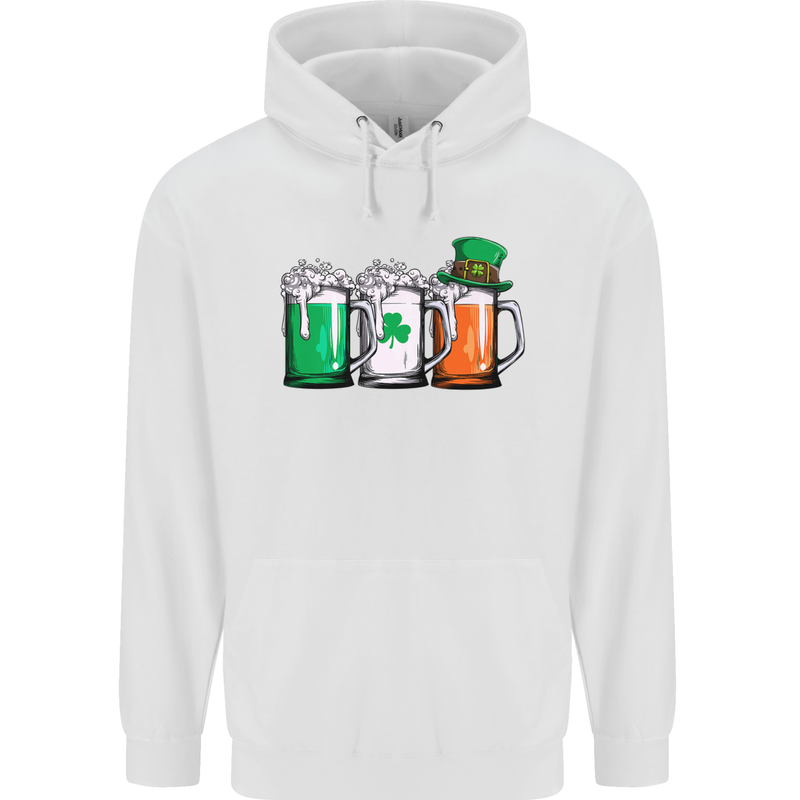 St Patricks Day Beer USA Irish Funny Mens 80% Cotton Hoodie White