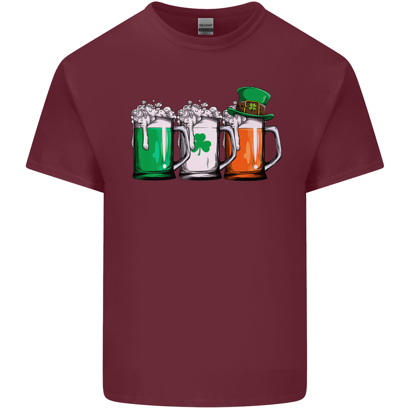 St Patricks Day Beer USA Irish Funny Mens Cotton T-Shirt Tee Top Maroon