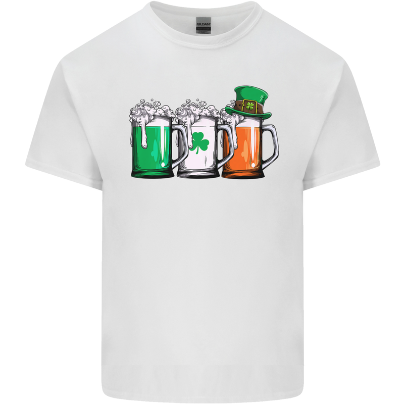 St Patricks Day Beer USA Irish Funny Mens Cotton T-Shirt Tee Top White