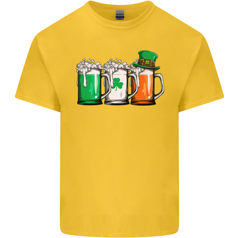 St Patricks Day Beer USA Irish Funny Mens Cotton T-Shirt Tee Top Yellow