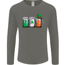 St Patricks Day Beer USA Irish Funny Mens Long Sleeve T-Shirt Charcoal