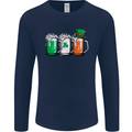 St Patricks Day Beer USA Irish Funny Mens Long Sleeve T-Shirt Navy Blue