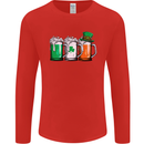 St Patricks Day Beer USA Irish Funny Mens Long Sleeve T-Shirt Red